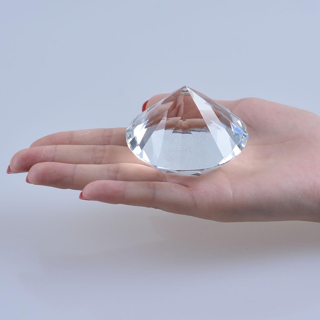 Yiasangly 60mm Crystal Glass Diamond Shaped Decoration, Crystal Diamond Paperweight Jewelry for Home Office Decor, Wedding Centerpieces Decoration, Valentine's Day Gift - Clear