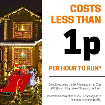 ANSIO® Christmas Lights 100 LED 10m/32ft Christmas Tree Lights for Indoor & Outdoor Multicolour Decorations Fairy String Lights for Xmas Garden Bedroom & Party | Mains Powered Green Cable