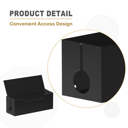 Cable Cord Organizer Box, 2 Open Slots Cords Hider Box, Under Desk Power Strip Organizer and Floor Cables Storage, Black