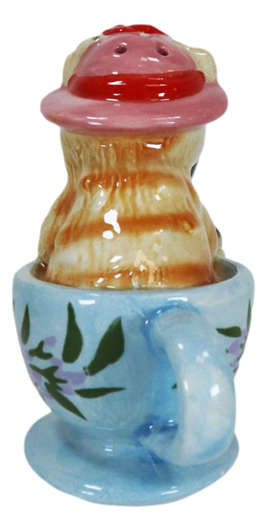 Ebros Ceramic Tabby And Tuxedo Black Kitty Cats In Teacups Kissing Salt And Pepper Shakers Set Valentines Tea Cup Cat Kittens Figurines Party Kitchen Tabletop Collectible Decorative Accents