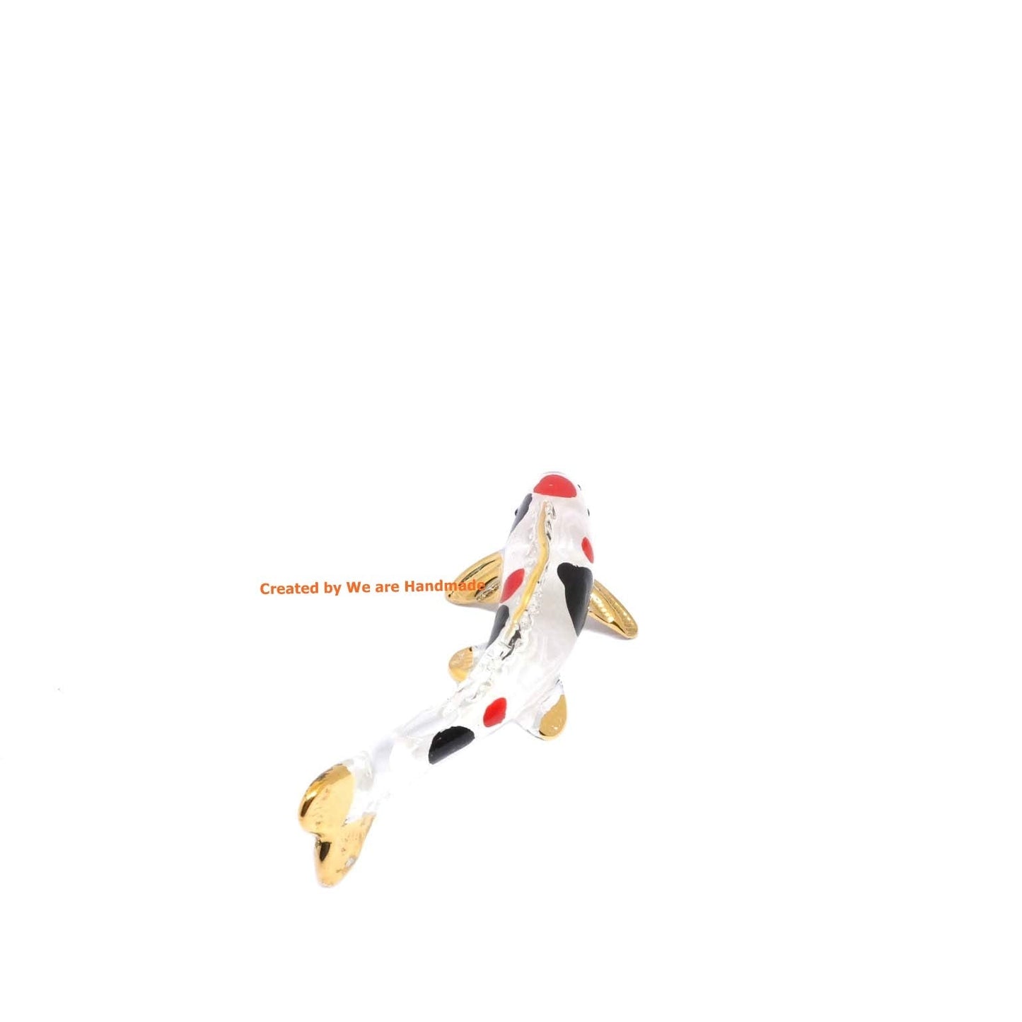 Handmade Mini 3" Koi Fish Carp Figurine Art, Cool Stuff, Miniature Animals, Home or Garden Decor Gift Ideas (Kanako Sanke Style)