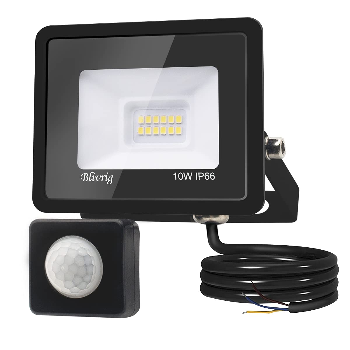 Security Lights Outdoor Motion Sensor, 10W Floodlights with Sensor 1000LM Warm White 3500K Daylight IP66 Waterproof Outdoor Led Light with Motion Sensor for Garden, Garage, Backyard, Courtyard