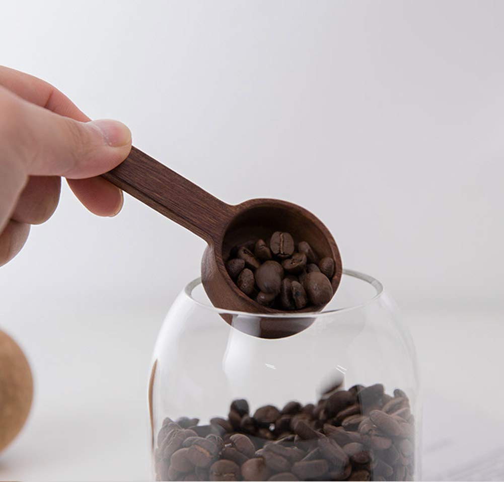 Coffee Spoons, Wooden Tablespoon Scoop, Wooden Coffee Ground Spoon, Measuring for Ground Beans or tea, Soup Cooking Mixing Stirrer Kitchen Tools Utensils, 1 Wooden Tea Scoop (Walnut Wooden 3.86 in）