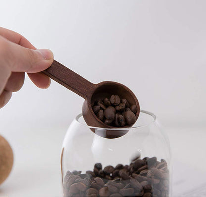 Coffee Spoons, Wooden Tablespoon Scoop, Wooden Coffee Ground Spoon, Measuring for Ground Beans or tea, Soup Cooking Mixing Stirrer Kitchen Tools Utensils, 1 Wooden Tea Scoop (Walnut Wooden 3.86 in）