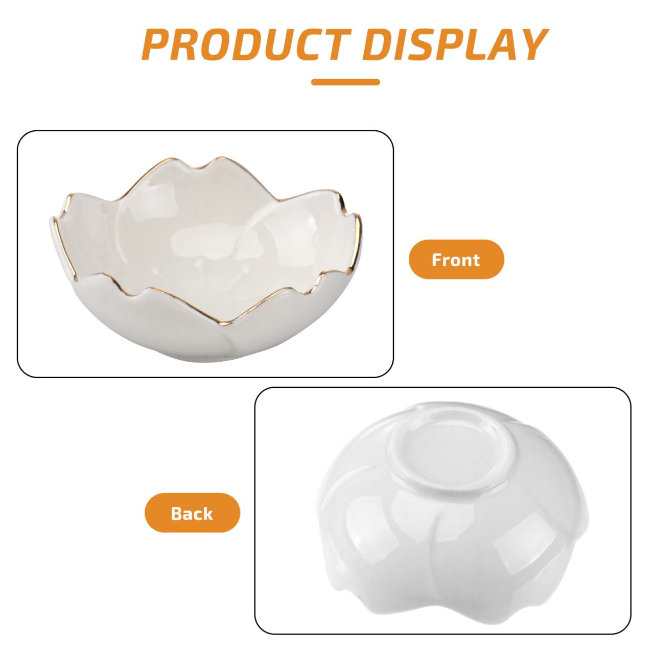 Housoutil Ceramic Cherry Blossom Soy Sauce Dish, 2PCS Dipping Bowls, Soy Sauce Bowls with Gold Trim, 2.75 Inch Dipping Serving Dishes for Appetizer Bbq Dessert Snack Serving （White）
