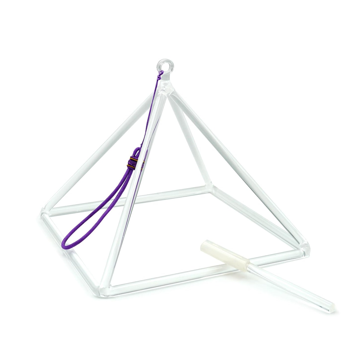 Siceeoly 10 inch Pyramid Quartz Crystal Singing Pyramid Handmade TransparentHealing Musical Instrument For Sound Healing Meditation With Crystal Singing Bowl Striker