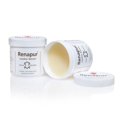 Renapur Leather Balsam, Natural Balm, Conditioner and Restorer (200 ml + Applicator Sponge) — Protector for Leather Sofas, Furniture, Shoes, Bags, Car Seats, Saddlery & Tack (Original)