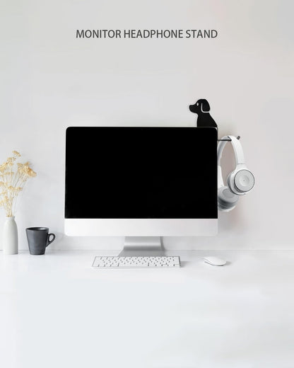 FEYRUN Monitor Stand, Puppy Tail Hook for Headphone, Saves Desk Space and Protects Headphones, Organizer Decorative Hanger for Hanging Keys Cables and More (Black)