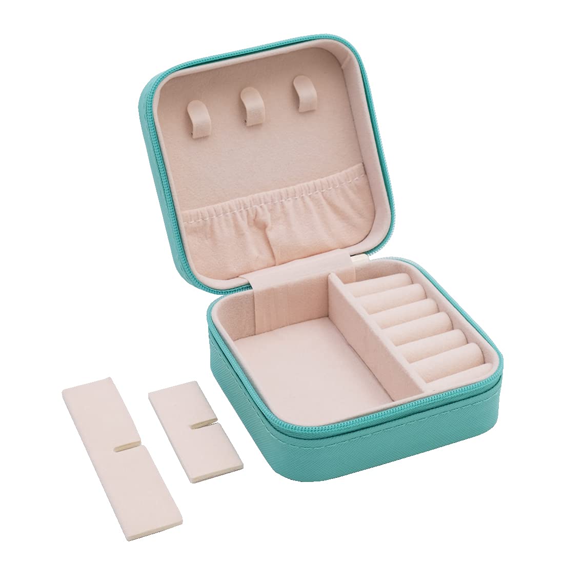 TRODANCE Mini Jewelry Travel Case, Small Portable Jewellry Organizer Box Portable Display Storage Box for Rings Earrings Necklaces, Gifts for Girl, Women, Wedding, Birthday, Mom, Mother's Day (Blue)