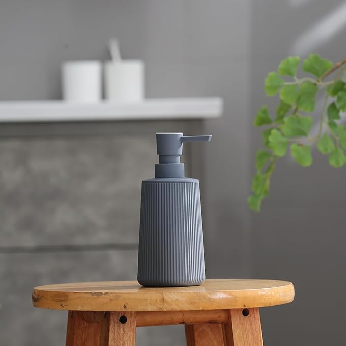 Small Soap Dispenser for Bathroom and Kitchen, Modern Farmhouse Striped Style