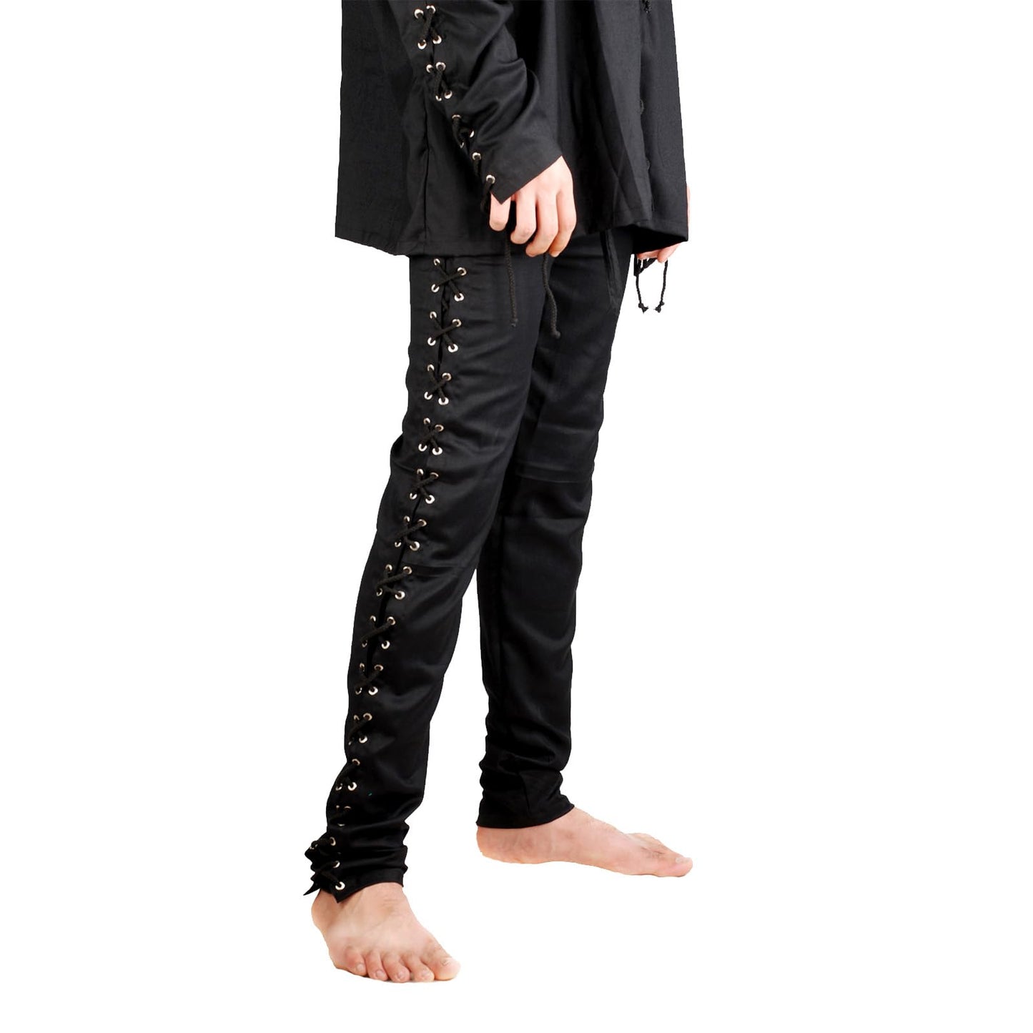 ThePirateDressing Men’s Gothic Pirate Pants Medieval Renaissance Costume Trousers for Halloween Cosplay Fantasy Renfair or Tavern Look - C1071[Black](X-Large)