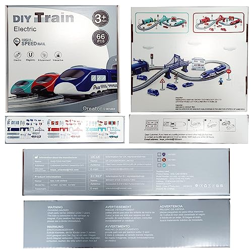 XIAPIA Railway Learning Educational Toys, Train Sets for Kids Boys Girls Age 3 Years Up, 66 Pcs Electric Track Accessories Car Set Christmas Xmas New Year Gifts (blue police)