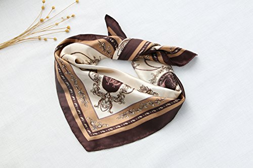 QBSM Womens 23.6 inch Satin Silk Feeling Formal Square Neck Scarf Head Hair Wraps Kerchief