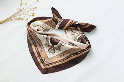 QBSM Womens 23.6 inch Satin Silk Feeling Formal Square Neck Scarf Head Hair Wraps Kerchief