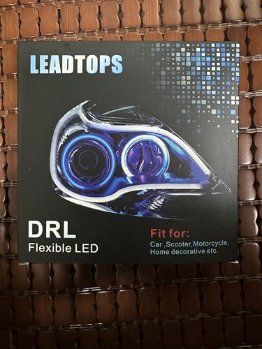 LEADTOPS LED Daytime Running light Turn Signal Bulb 24In Switchback Sequential Headlight DRL Strip Flexible Tube Dual Color White Amber/Yellow Angle Eye Neon for Car Motorcyle 2-Pack