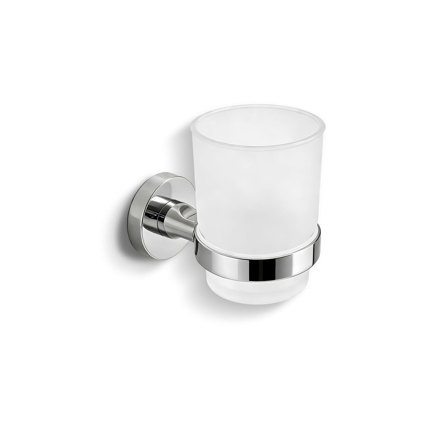 Toothbrush Holder Wall Mounted with Satined Cup with Chrome-Plated Holder,Metal Stainless Steel
