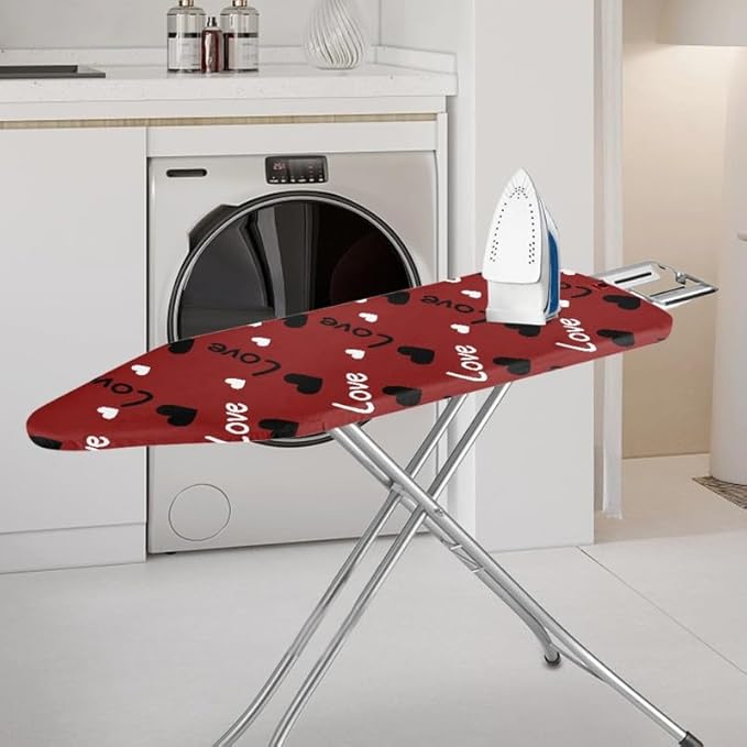 Love Heart Ironing Board Cover Black Red Retro 54x15 inches Applicable Standard