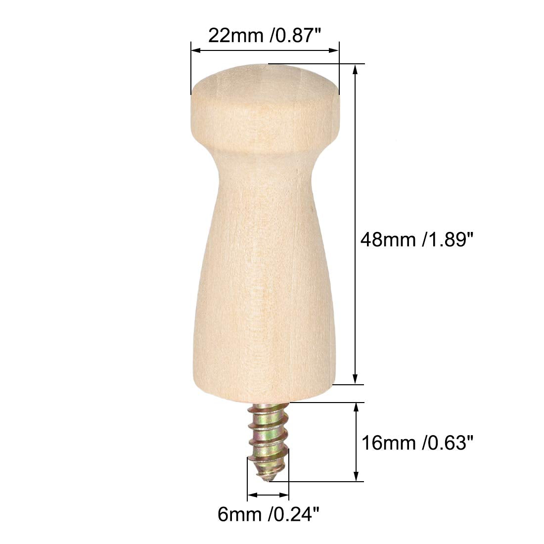 uxcell Wall Hooks Screw-On Solid Wood Hook Coat Hook Shaker Pegs Decorative Wall Mount Hook 22mmx48mm(DxL) No Paint, 6pcs
