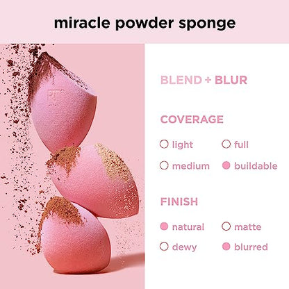 Real Techniques Miracle Airblend Sponge, Matte Makeup Blending Sponge, For Liquid, Cream, & Powder Products, Offers Medium To Full Coverage, Foundation Sponge, Latex-Free Foam, 1 Count