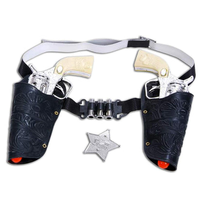 ArtCreativity Cowboy Toy Gun Holster and Belt 9 Piece Set for Kids. 2 Toy Pistols, 1 Sheriff Badge, 2 Gun Holsters, and 3 Play Bullets, 1 Adjustable Belt, Old Western Action Belt for Sheriff