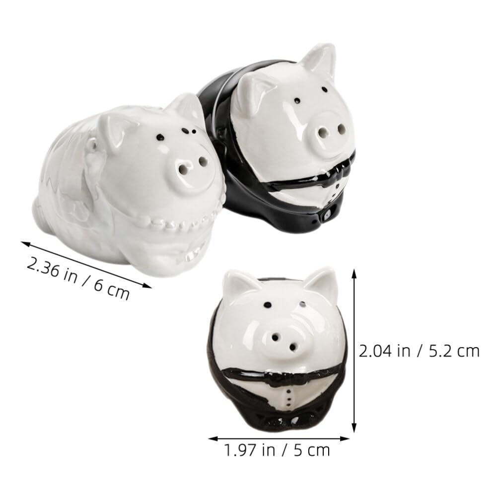 1 Pair Ceramic Pig Salt Pepper Shakers Wedding Favor Kitchen Seasoning Jars Bride Groom Set