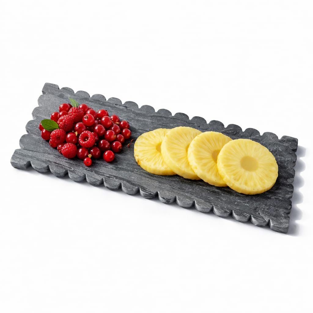12x5" Handmade Marble Serving Platter – Natural Stone Dessert & Cheese Board for Serveware, Table Decor, Housewarming Gift, Wedding Gift & Fruit Platter - Dough Pastry or Cutting/Appetizer Board