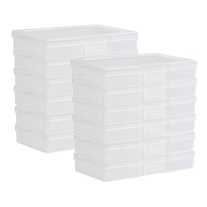 novelinks Transparent 4" x 6" Photo Storage Cases - Craft Cases Plastic Storage Container Box - 12 PACK (Transparent)