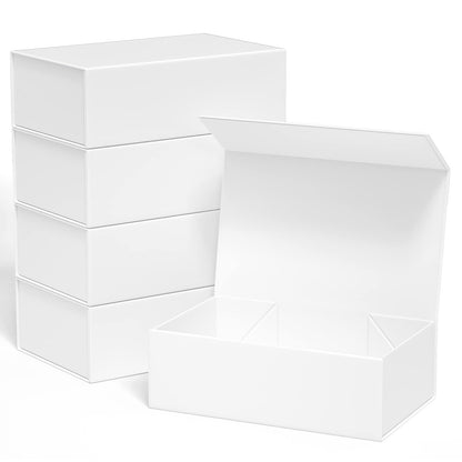Gift Boxe 12" x 6" x 4" with Magnetic Closure Lid Gift Boxes for Presents,Bridesmaid Gifts Box,Cute Box,Birthday Gift box,Luxury for Gift Packaging, Magnetic Gift Box for Wrapping Gifts (White/5PCS)