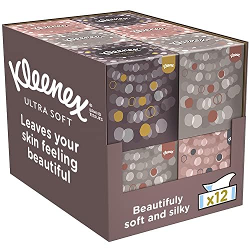 Kleenex Ultra Soft Facial Tissues - Pack of 12 Cube Tissue Boxes - Our Softest Tissue - Supremely Soft And Silky Designed With Luxury In Mind