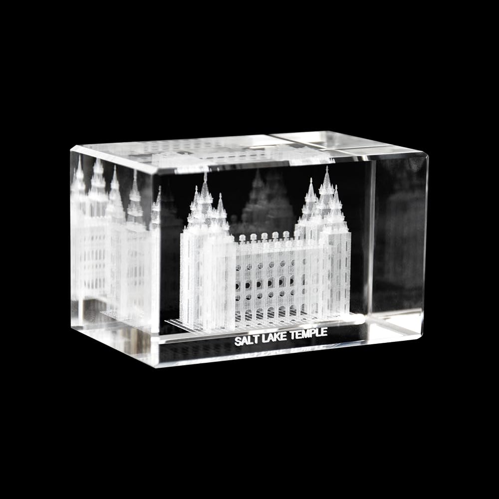 Ringmasters Crystal Cube Desk Decor | LDS Temple Paper Weights for Office Desk | Christian Home Decor, (Salt Lake City Utah)