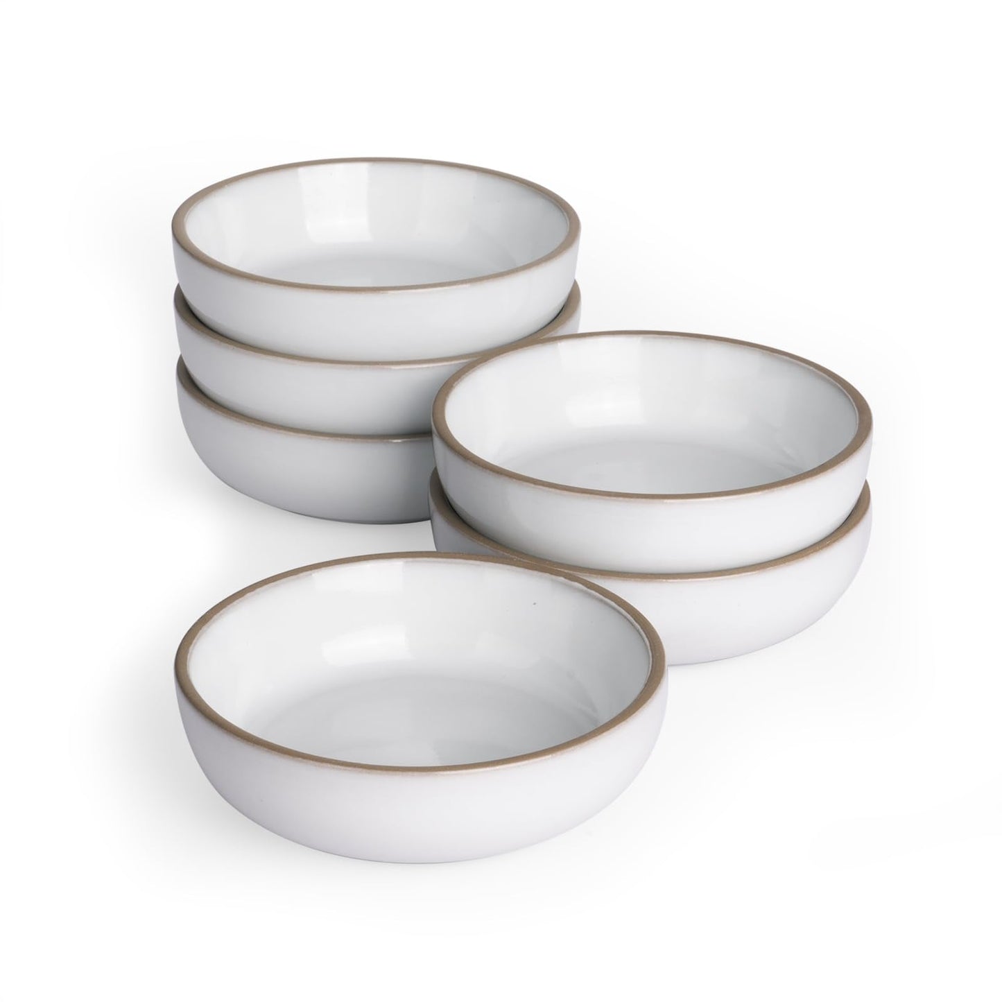 famiware Nature Ceramic Soy Sauce Dish, Dipping Bowls Set of 6, 3 oz Dipping Sauce Bowls/Dishes/Cups/Plates, Small Serving Bowls for Side Dishes, Condiments, Sushi, Appetizer, Dessert, Snowy White