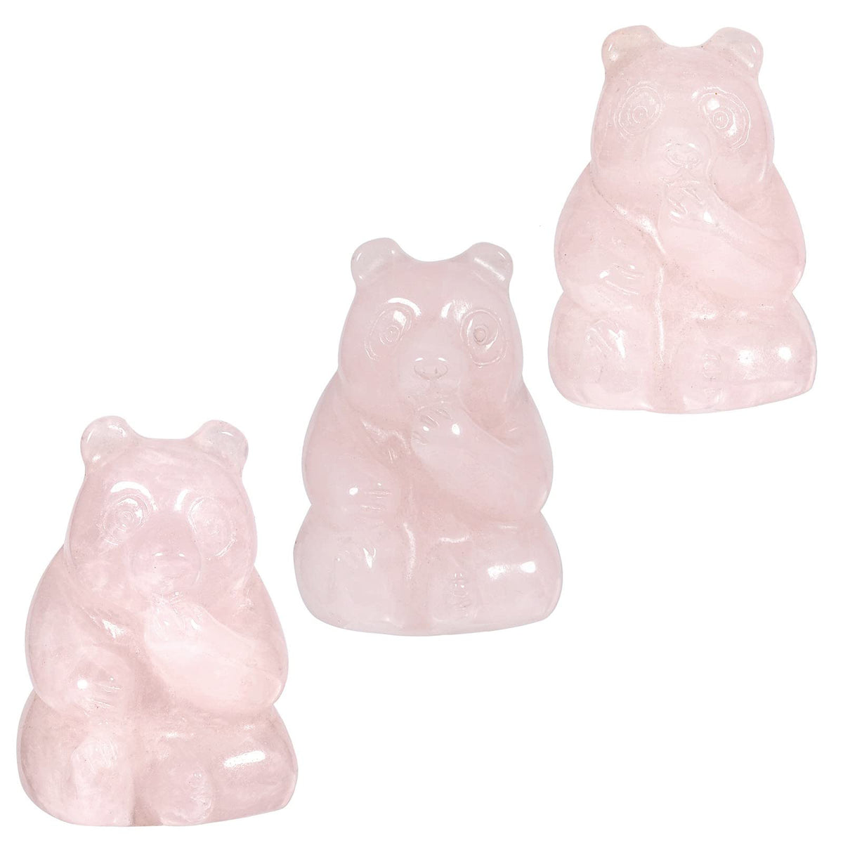 mookaitedecor Set of 2 Hand Carved Rose Quartz Crystal Bear Figurine, Carving Animal Statue Sculpture Pocket Stone for Home Office Decor Collectible