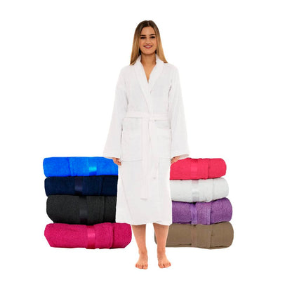CICK Towelling Bath Robe Premium Quality Bathrobes for Women Highly Absorbent 100% Cotton Shawl Design for Men & Women for Loungewear (UK, Alpha, S, M, Regular, Regular, White)
