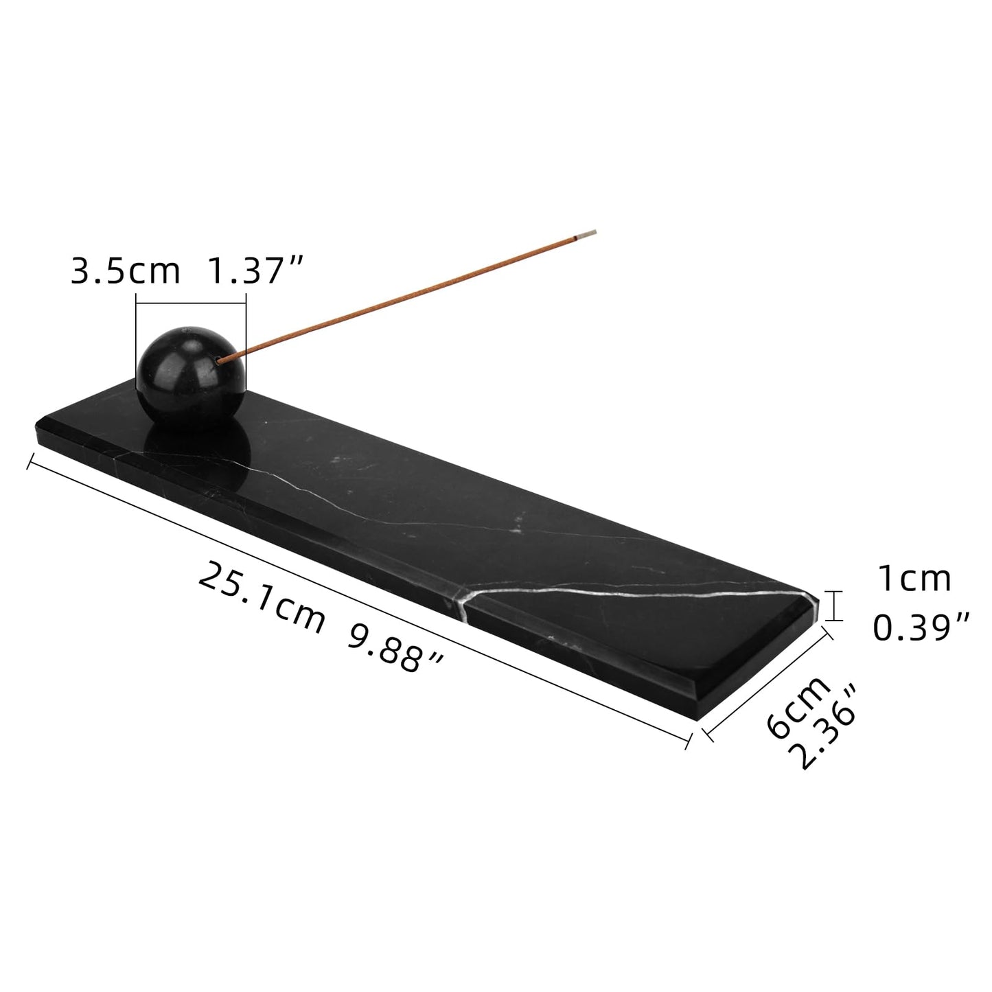 HESHIBI Marble Incense Holder Tray Incense Burner Modern Minimalist Home Deco and Desk Incense Holder for Sticks (White Black)