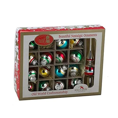 Kurt Adler Miniature Ornaments and Treetop, Set of 16