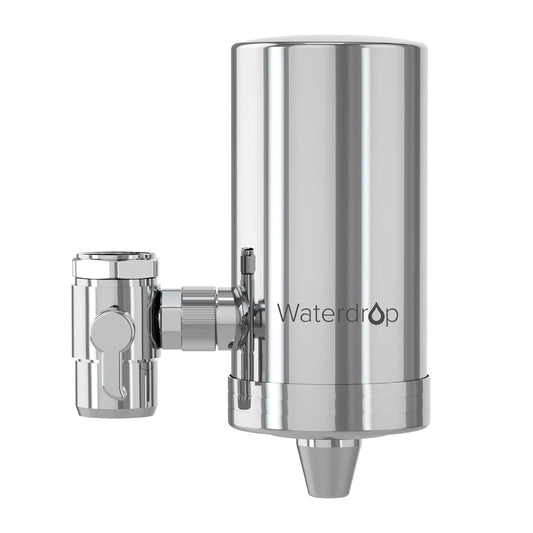 Waterdrop Water Filter Tap, Stainless-Steel Water Filter for Tap, Water Tap Filter Reduces Chlorine, Odor and Bad Taste - 𝐎𝐧𝐥𝐲 𝐅𝐢𝐭 𝐒𝐭𝐚𝐧𝐝𝐚𝐫𝐝 𝐅𝐚𝐮𝐜𝐞𝐭𝐬 (1 Filter Included)