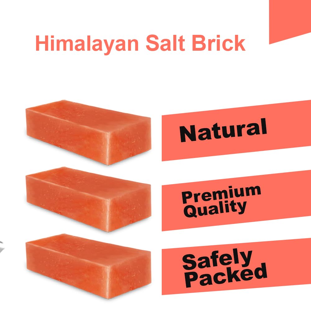 ZK Himalayan Salt Bricks 8"x4"x2" for Sauna and Spa - Extra Thick Pack of 6 Himalayan Pink Salt Tiles for Building Salt Wall, Bulk Salt Block for Home Décor & DIY Projects