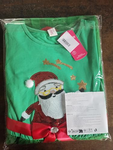 Sunny Fashion Girls Dress Christmas Santa Snow Long Sleeve Holiday Dress Size 7