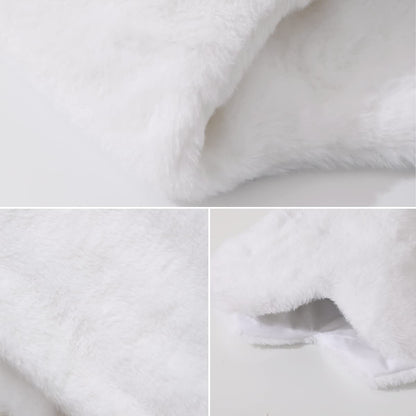 Waarms 3 Pack Snowy White Plush Dog Christmas Stockings, Bone Shape Faux Fur, Large Personalized Hanging Christmas Stockings for Dogs Pets Xmas Holiday Decoration