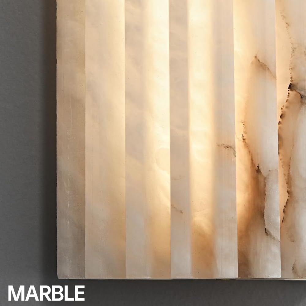 YMDHFS Natural Alabaster Wall Sconce Semicircle Marble Wall Light Creative Bathroom Wall Sconce Mid Century Stone Wall Mount Light for Living Room Bedroom Hallway Kitchen Cafe Stairs