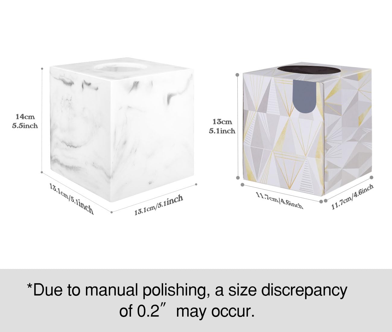 Luxspire Resin Paper Tissue Box Cover Holder, Square Facial Tissue Case, Pumping Paper Roll Toilet Paper Holder Napkin Dispenser for Office Bedroom Car Bathroom Vanity Accessories Decor, Marble White