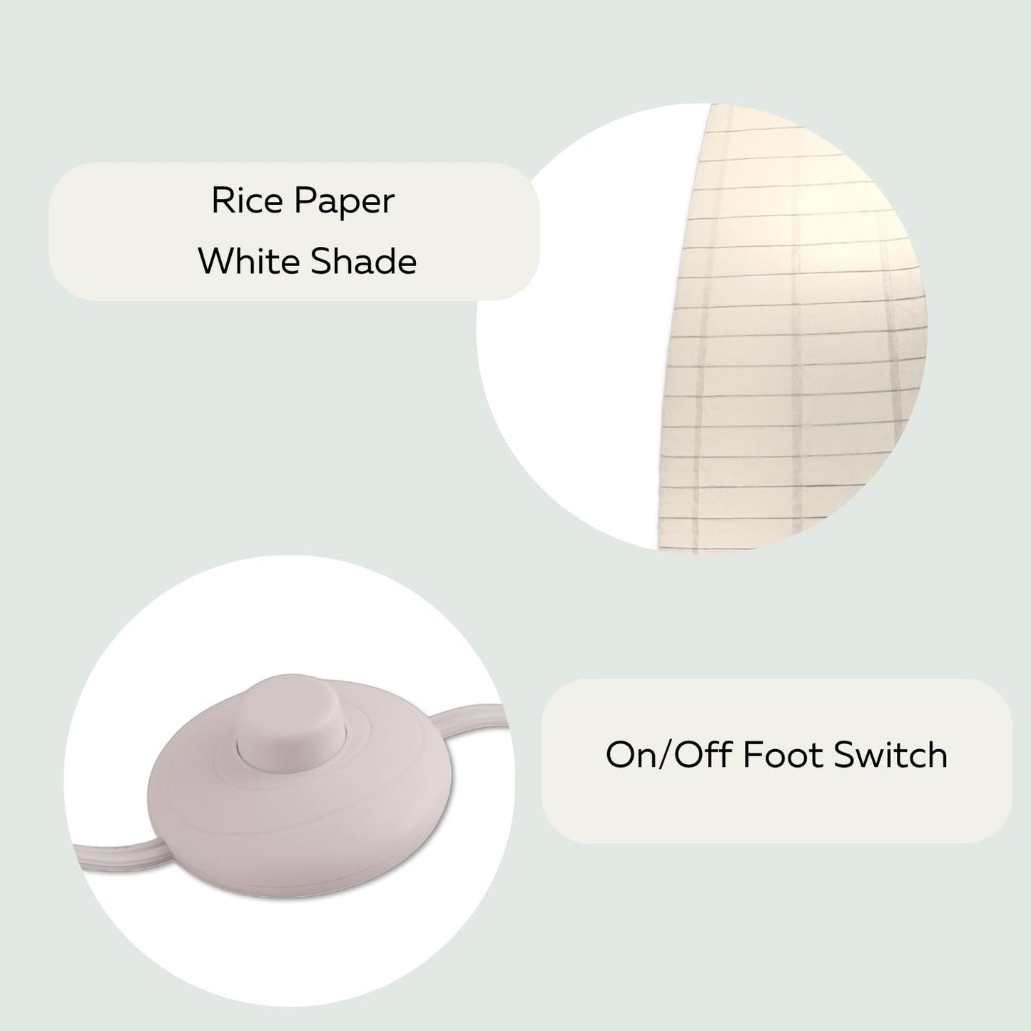 LIGHTACCENTS Paper Floor Lamp Set of 2, 59" Tall Modern Standing Lamps for Living Room, Bedroom, Dorm, Apartment, Asian Style Rice Paper Shade Lantern Lights, 2-Pack
