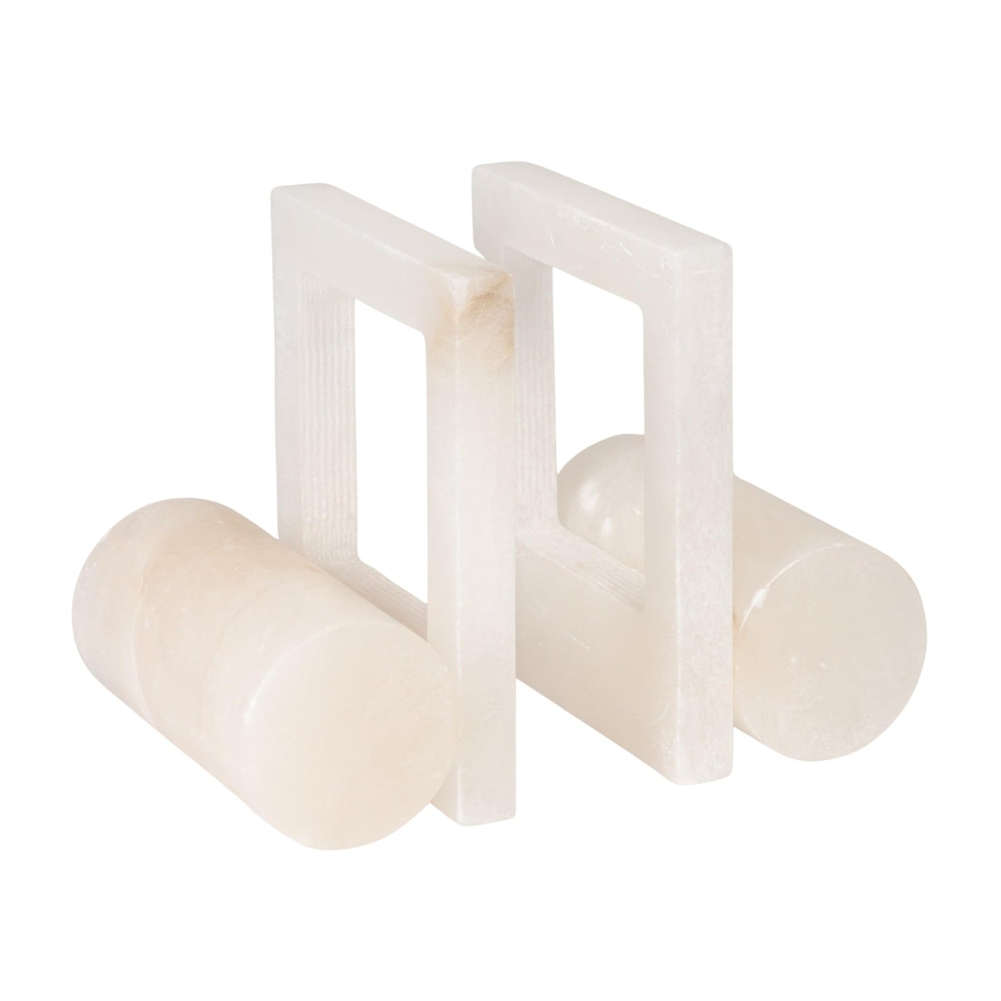 Creative Co-Op 2-Piece Alabaster Bookends with Cut-Outs, Translucent White