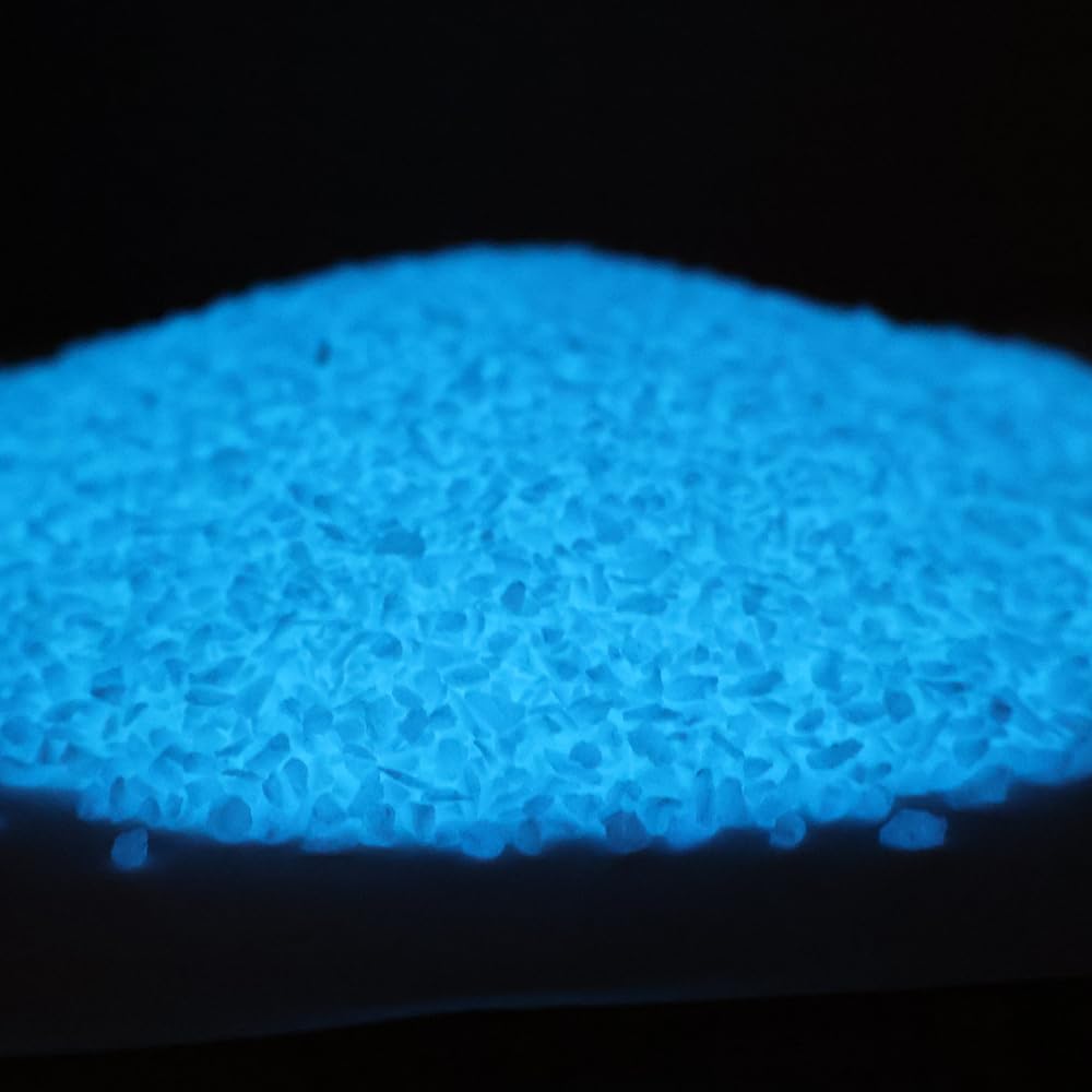 Emineyo Glow in the Dark Gravel Stones,Aquarium Gravel,Aquarium Sand,Decorative Glow Gravel Rocks for Fairy Garden Fish Tank Succulents Pot Vase Filler Decor, 1 Pound (Sky Blue, 1-3mm)