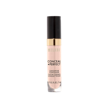 Milani Conceal + Perfect Longwear Concealer Full Coverage Infused with Hyaluronic Acid & Vitamin E, Cover Dark Circles, Blemishes & Skin Imperfections for Long-Lasting Wear - Light Nude
