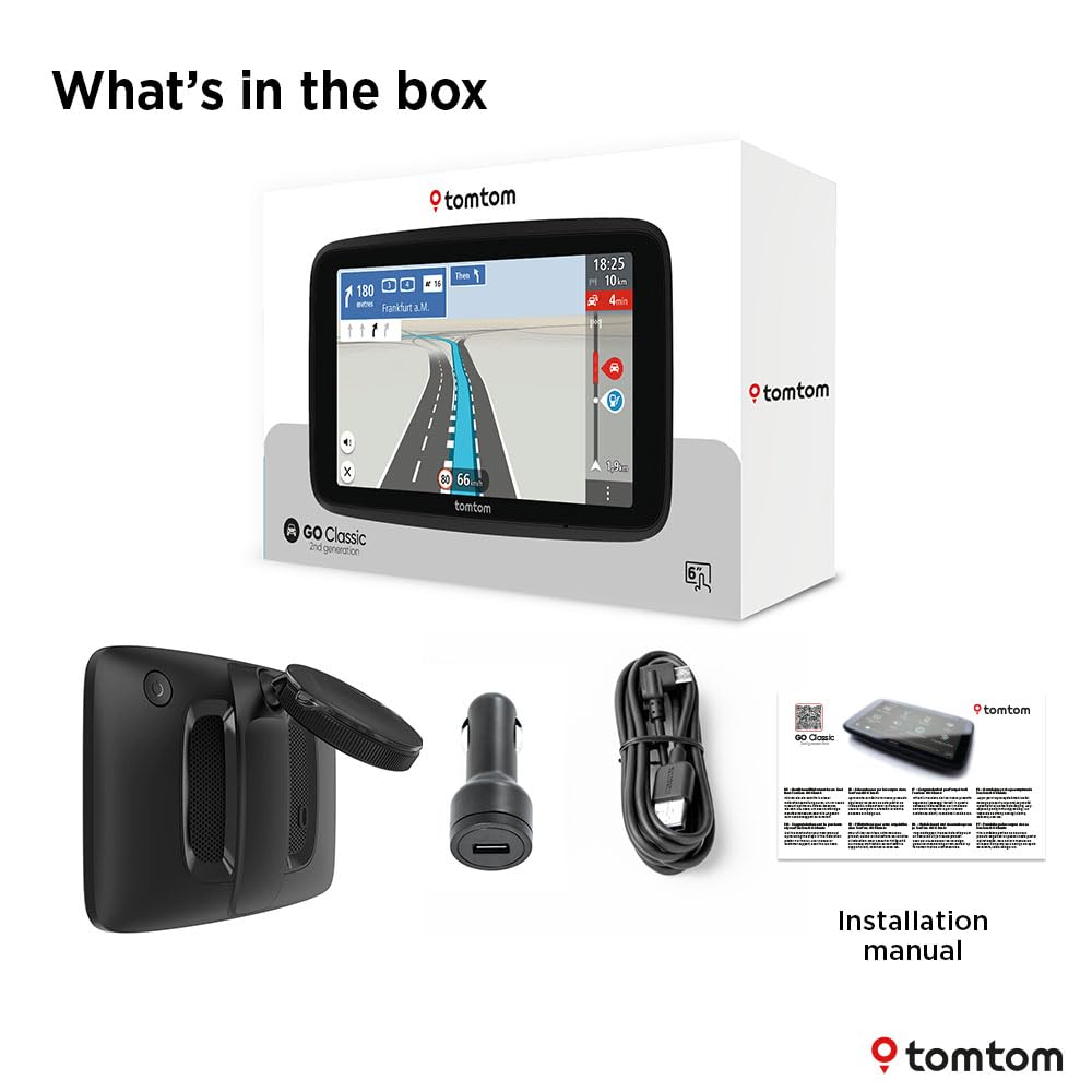 TomTom Car Sat Nav GO Classic 2nd (6 inch, with Traffic information, speed cam alert trial, Europe Map updates included, updates via WiFi, Moving Lane Guidance, integrated reversible mount)