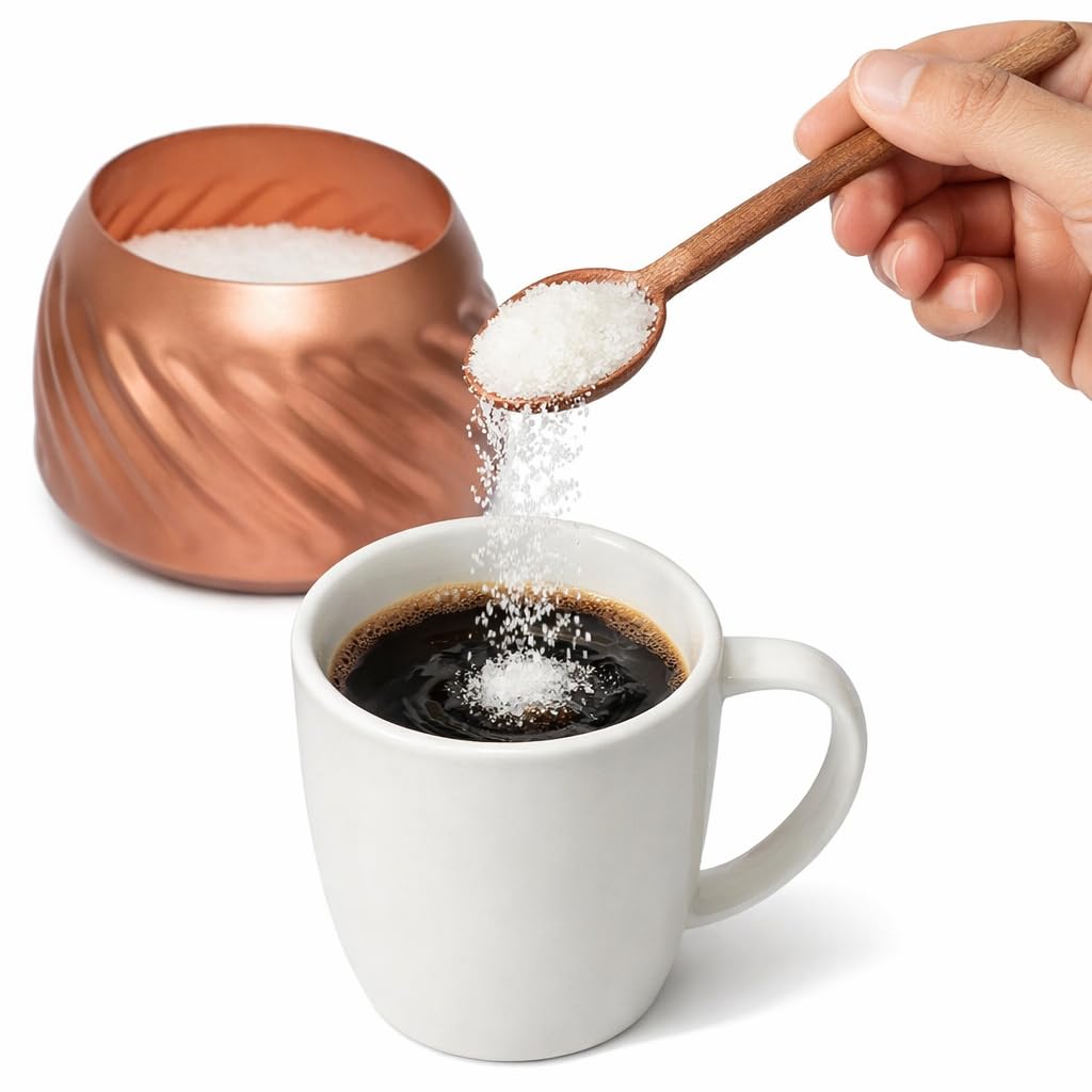 Frescorr - Sugar Bowl with Lid and Spoon, 14 oz Sugar Bowl with Spoon, Sugar Container for Coffee Bar, Sugar Jar, Modern Farmhouse Kitchen Decor