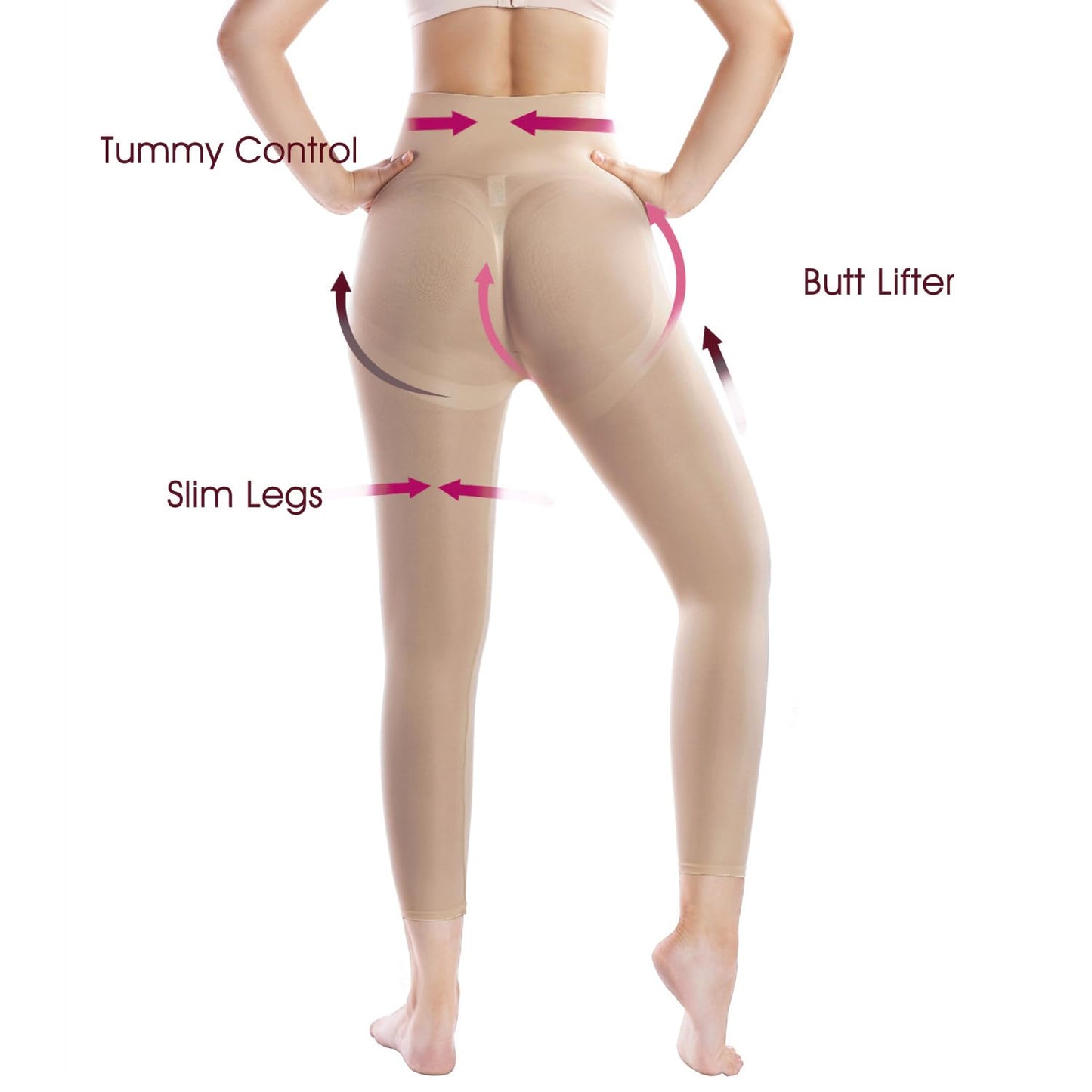 +MD Shapewear for Women Tummy Control Seamless High Waisted Light Compression Footless Tights Leggings