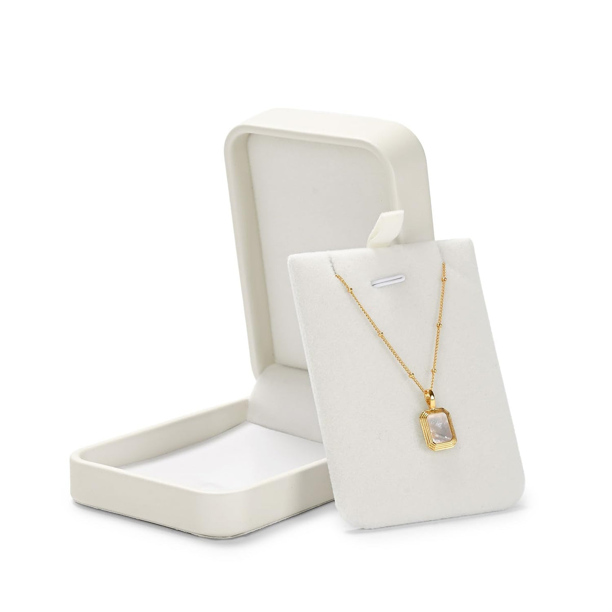 Papten PU Leather Necklace Box Velvet Interior Necklace Gift Box Pendant jewelry Case Display Storage Case for Anniversary Wedding Birthday Mother's Day (White)