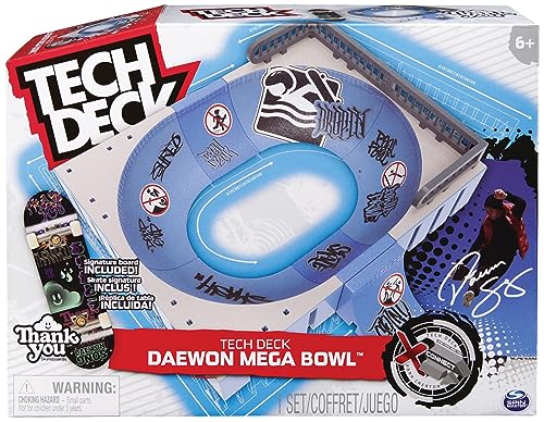 Tech Deck, Daewon Mega Bowl, X-Connect Park Creator, Customisable and Buildable Ramp Set with Exclusive Fingerboard, Kids’ Toy for Ages 6 and up